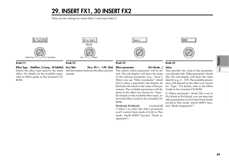 Insert fx1, 30 insert fx2 | KORG R3 User Manual | Page 55 / 94