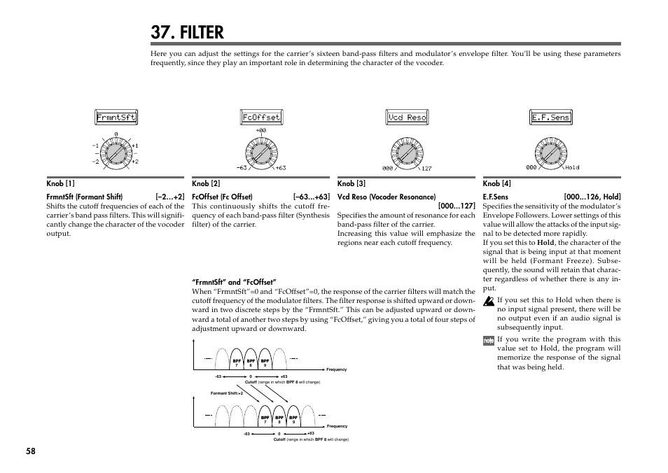 Filter | KORG R3 User Manual | Page 64 / 94