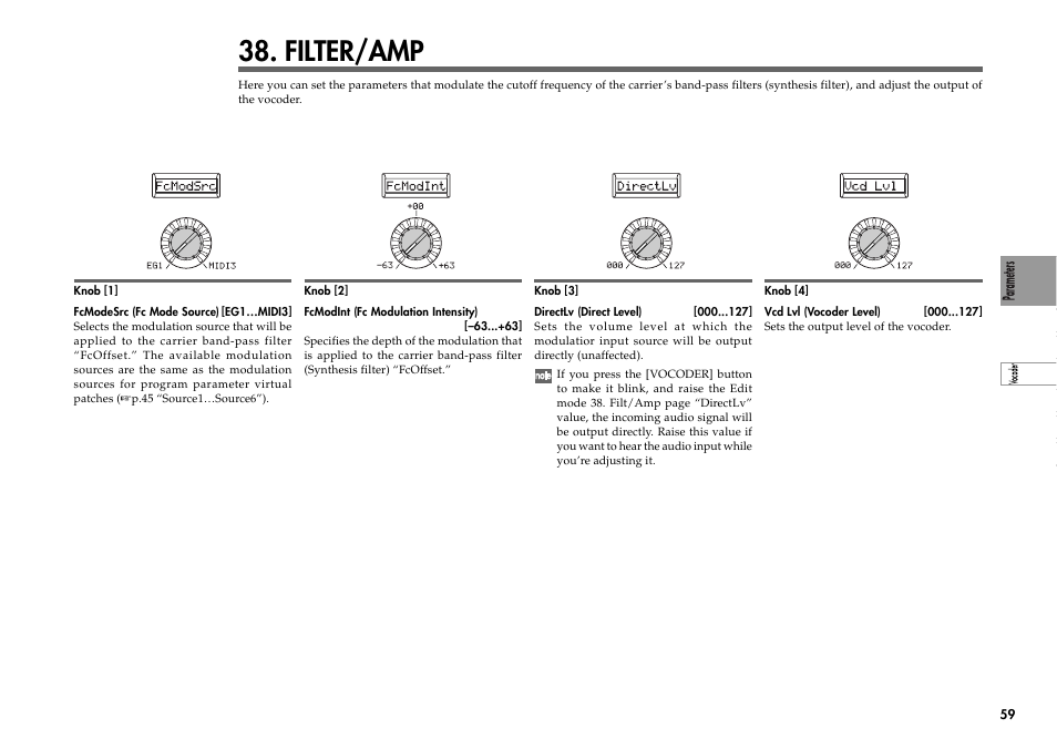 Filter/amp | KORG R3 User Manual | Page 65 / 94
