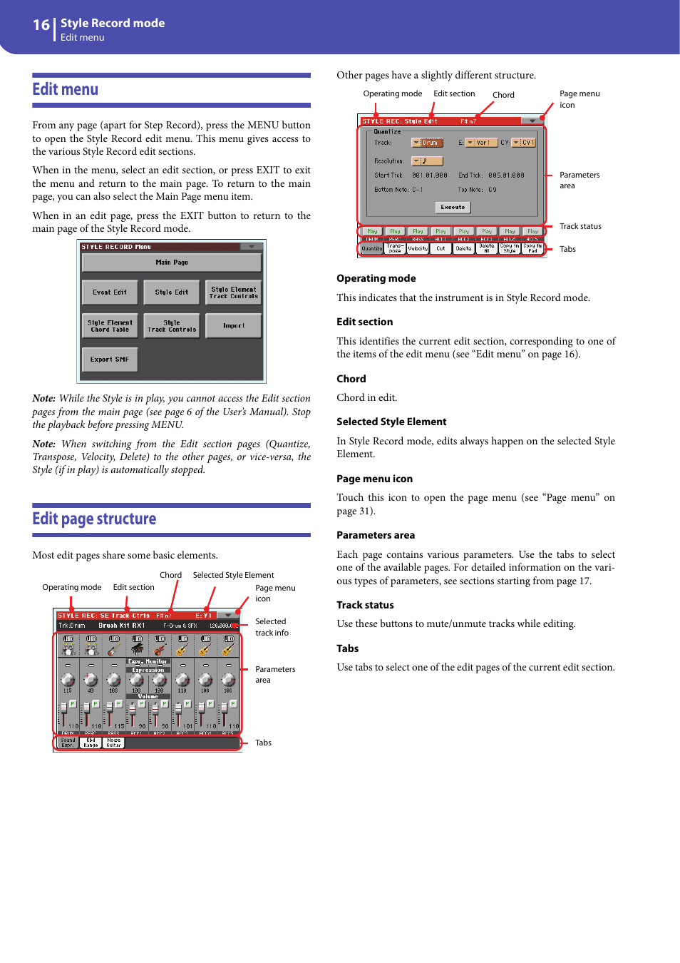 Edit menu, Edit page structure | KORG Professional Engineer PA3 User Manual | Page 18 / 250