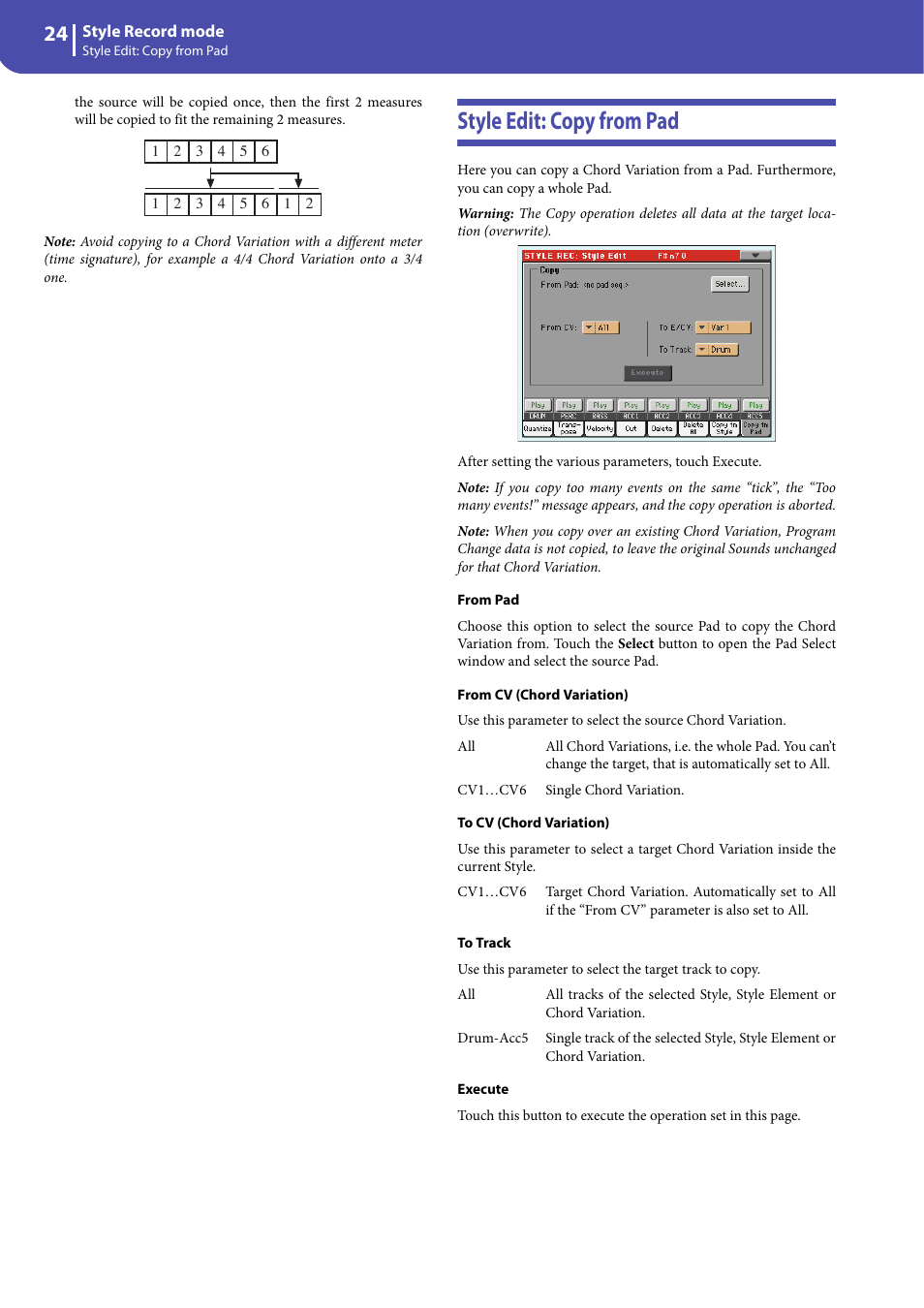 Style edit: copy from pad | KORG Professional Engineer PA3 User Manual | Page 26 / 250