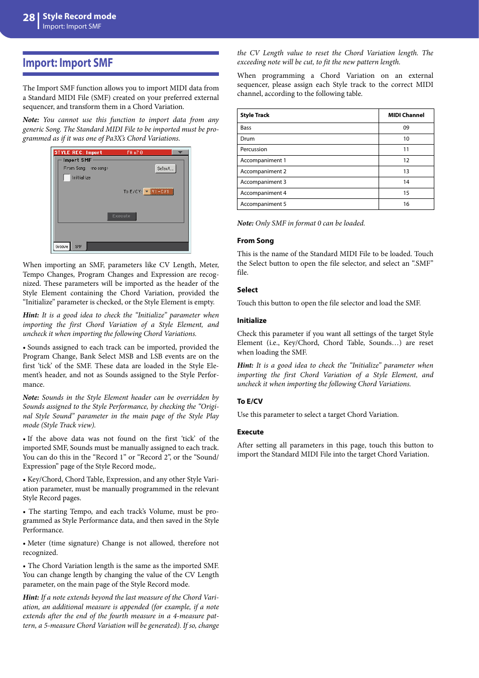 Import: import smf | KORG Professional Engineer PA3 User Manual | Page 30 / 250