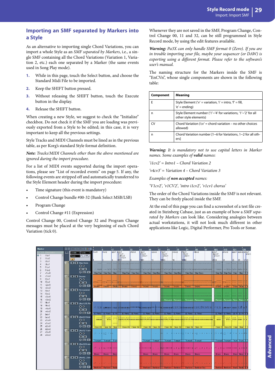 Importing an smf separated by markers into a style | KORG Professional Engineer PA3 User Manual | Page 31 / 250