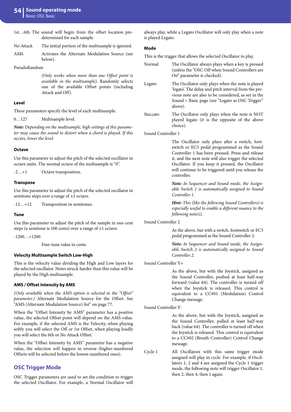 Osc trigger mode | KORG Professional Engineer PA3 User Manual | Page 56 / 250