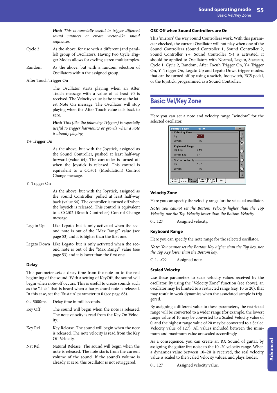 Basic: vel/key zone | KORG Professional Engineer PA3 User Manual | Page 57 / 250
