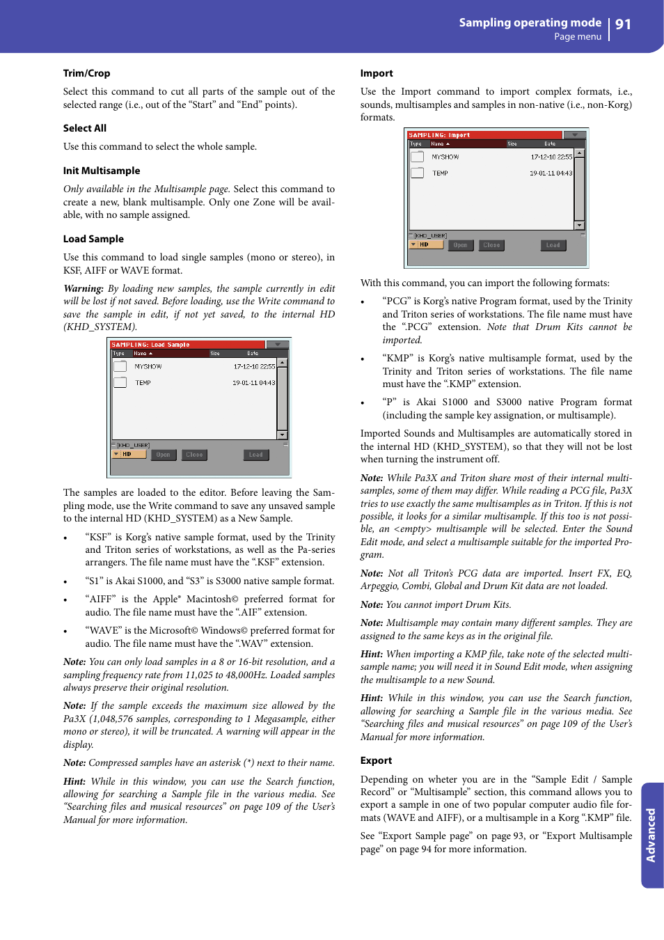 KORG Professional Engineer PA3 User Manual | Page 93 / 250