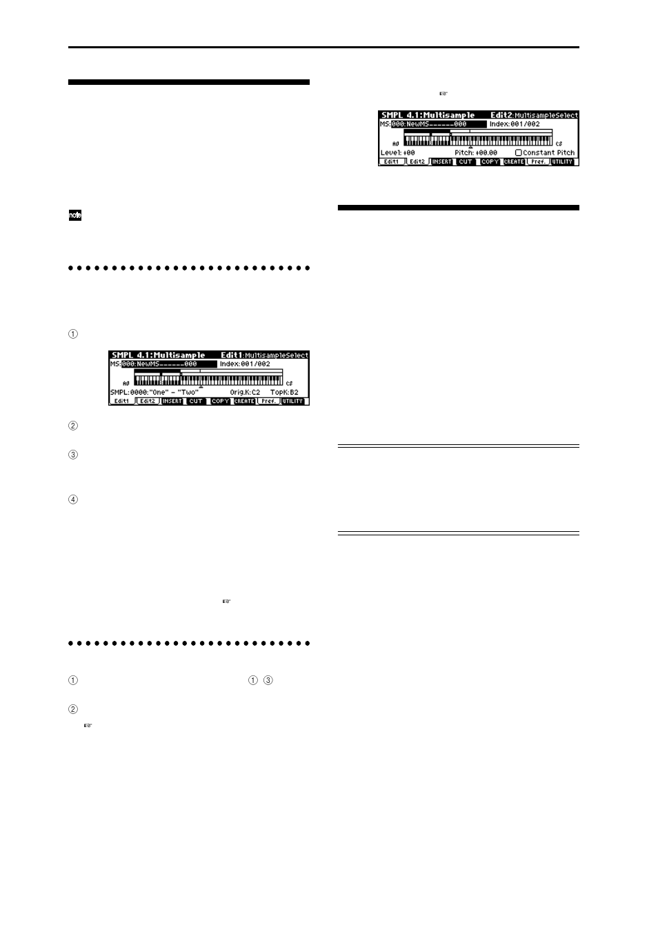 Multisample editing, Editing the indices, Modifying the settings of an index | Converting a multisample to a program, P.94 “multisample editing”) | KORG TR Music Workstation Operation Guide 2E ii User Manual | Page 100 / 136