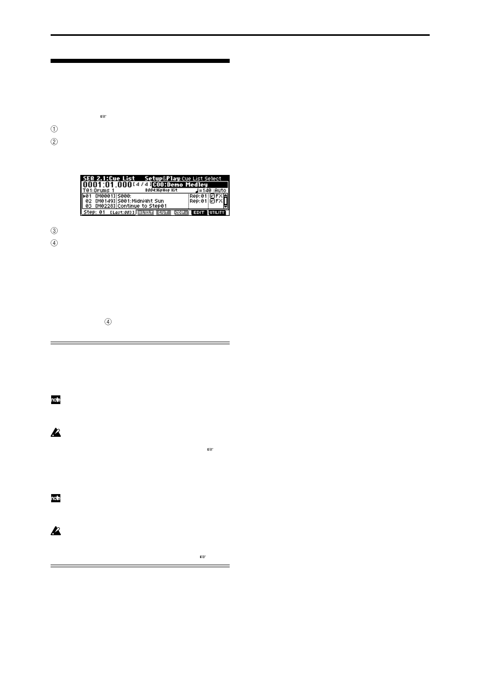 Playing a cue list | KORG TR Music Workstation Operation Guide 2E ii User Manual | Page 26 / 136