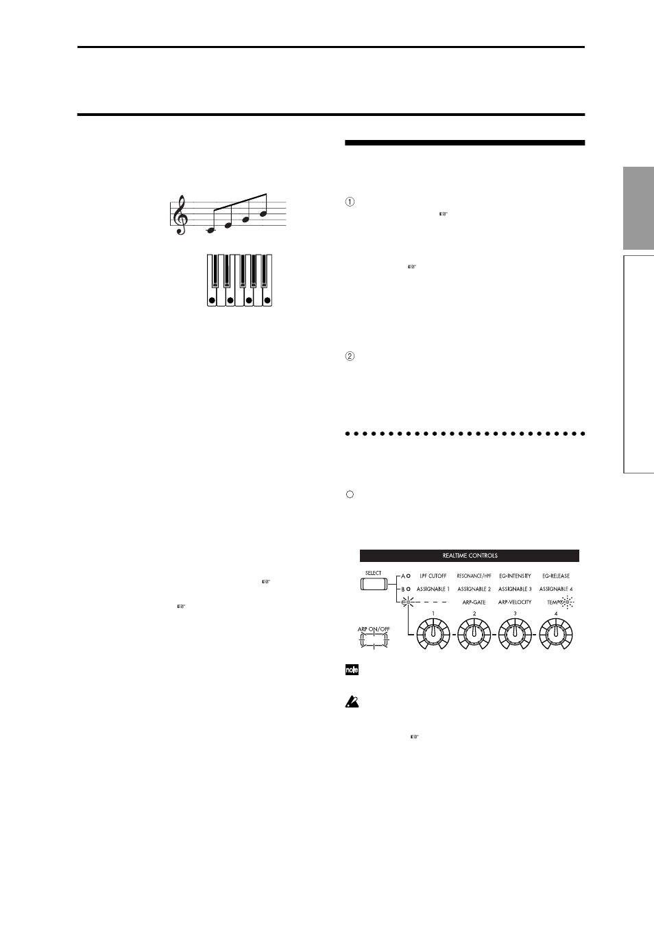 Using the arpeggiator while you play, Using the arpeggiator in program mode, Settings using controllers | Efer to p.27, 27 quick star t | KORG TR Music Workstation Operation Guide 2E ii User Manual | Page 33 / 136