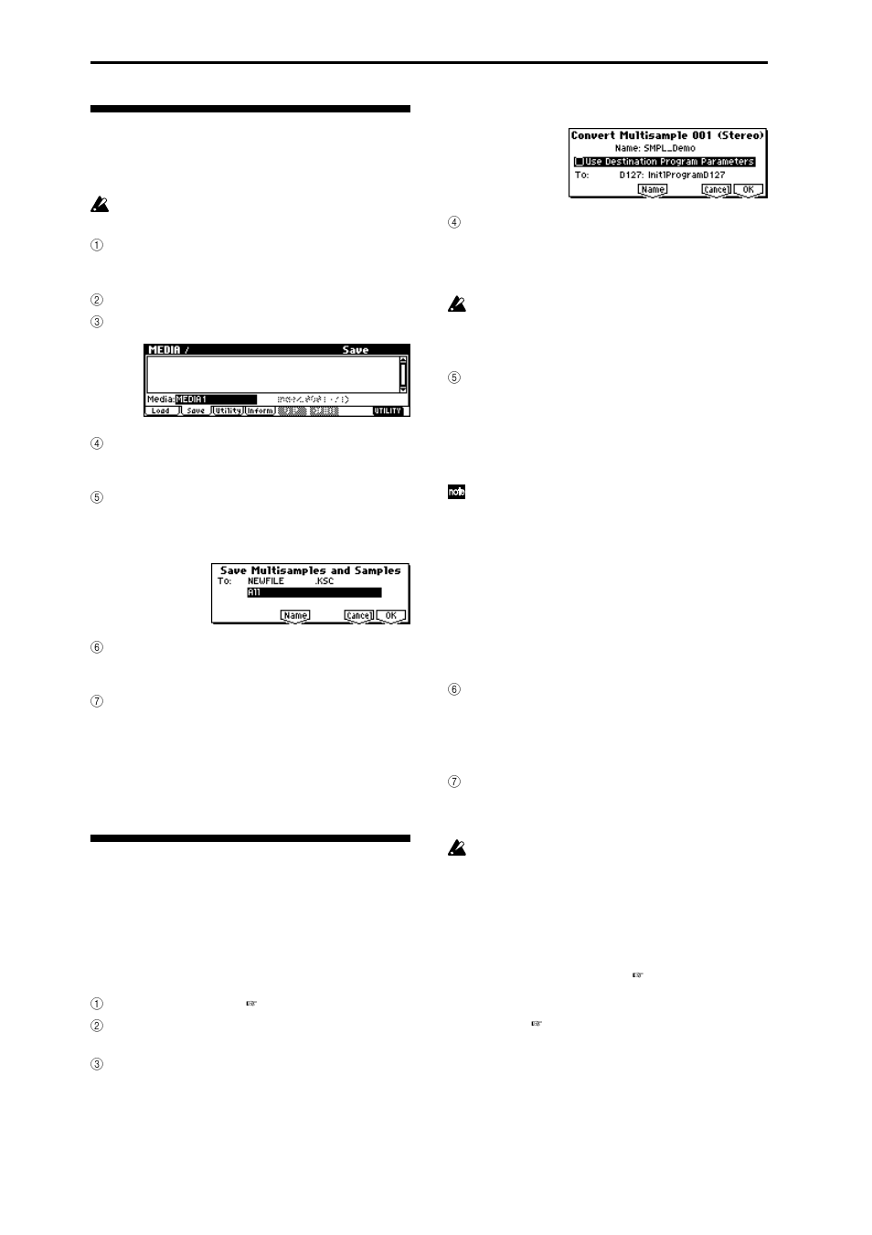 Saving sample data, Converting a multisample into a program | KORG TR Music Workstation Operation Guide 2E ii User Manual | Page 44 / 136