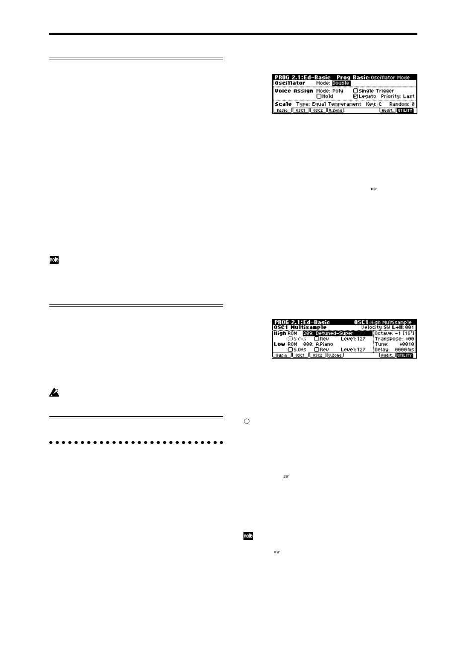 Oscillator settings 2.1: ed–basic, Oscillator settings | KORG TR Music Workstation Operation Guide 2E ii User Manual | Page 56 / 136