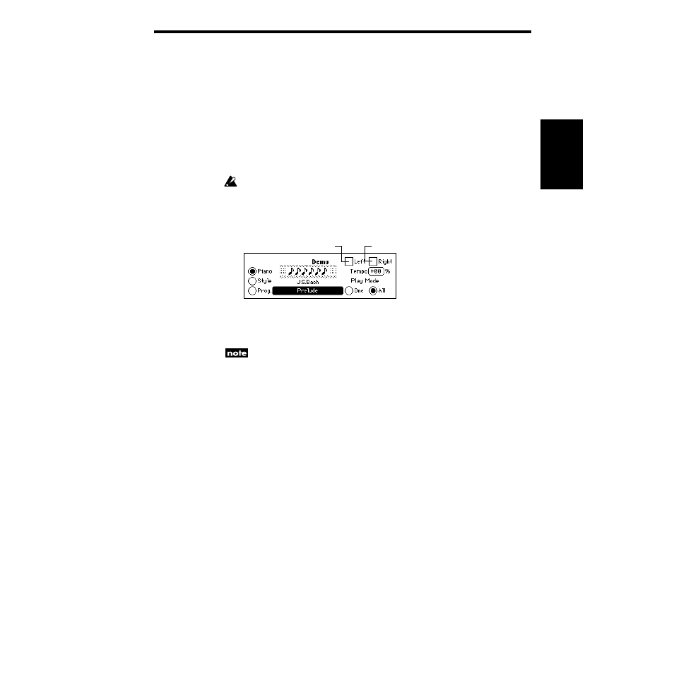 Practicing along with a demo song, Practicing right hand and left hand separately, Changing the tempo of the demo playback | KORG SP-500 User Manual | Page 21 / 87