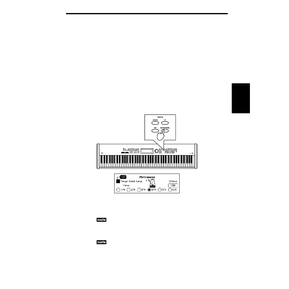 Playing along with the metronome, Starting the metronome, P.31 | KORG SP-500 User Manual | Page 31 / 87