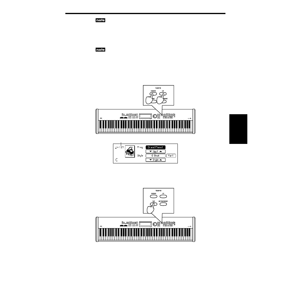 Adjusting the tempo, P.39 | KORG SP-500 User Manual | Page 39 / 87