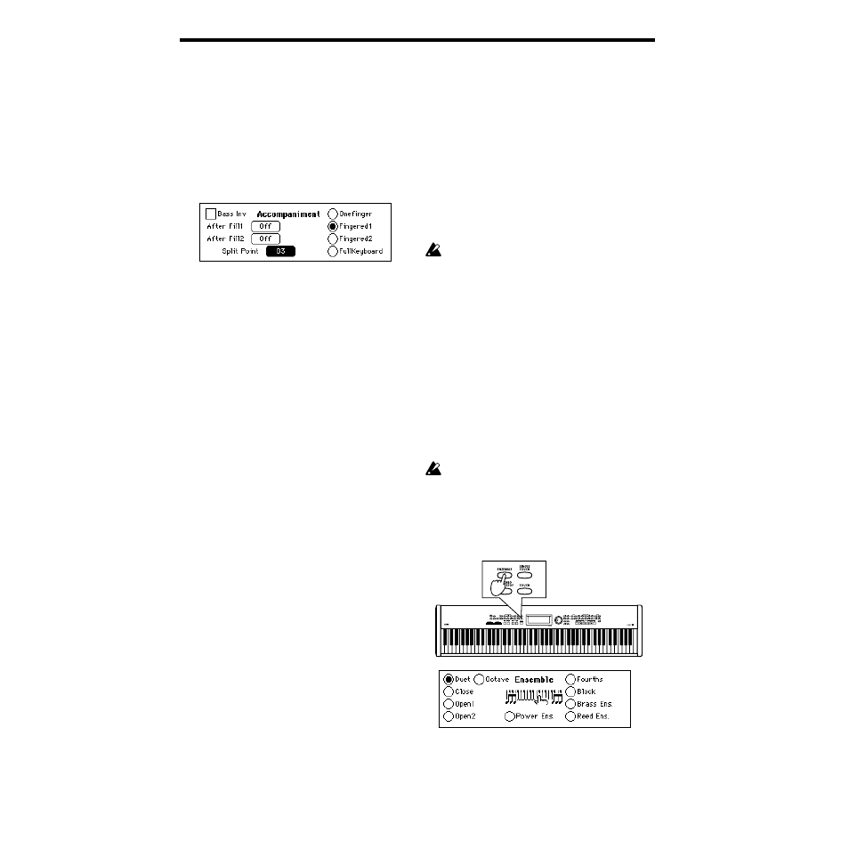 Changing how you specify the chords, Performing with an ensemble, P.42 | KORG SP-500 User Manual | Page 42 / 87