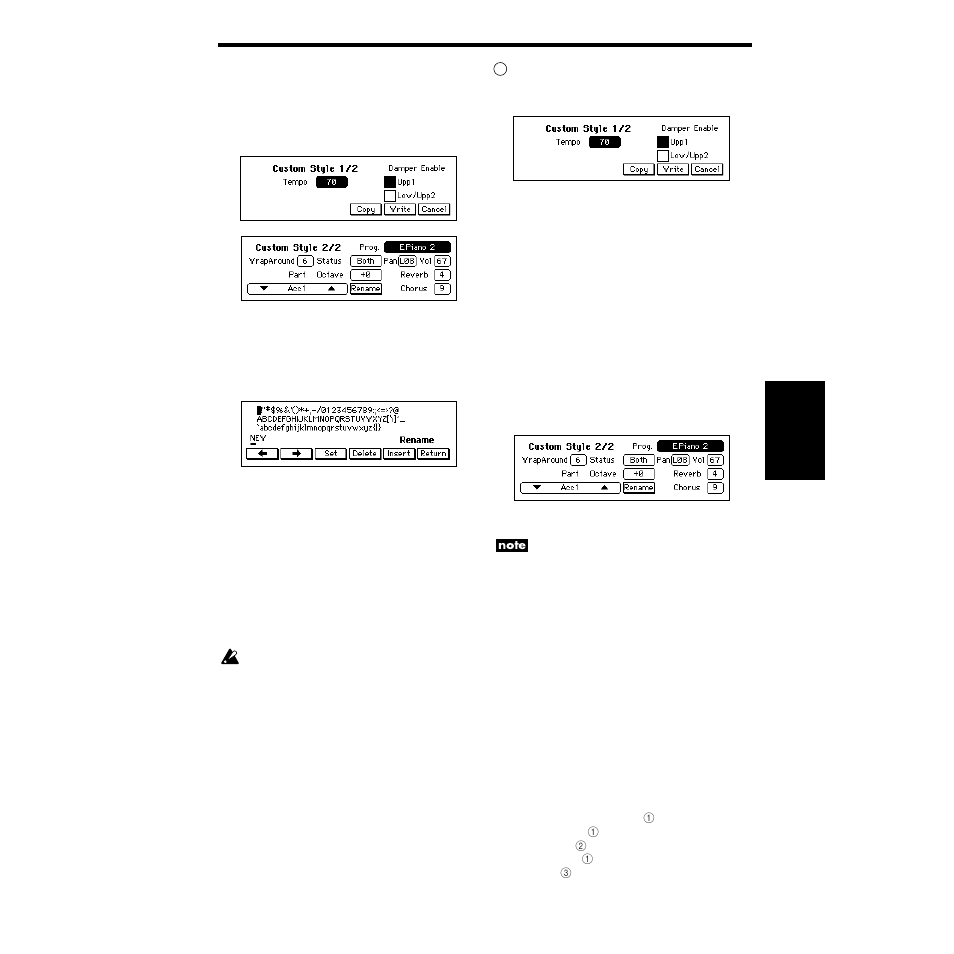 Custom style parameter list | KORG SP-500 User Manual | Page 47 / 87