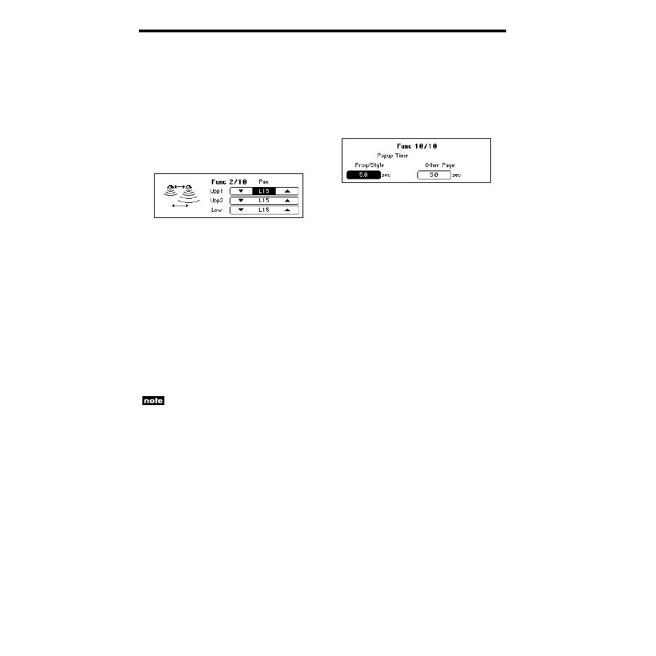 Convenient functions, Adjusting the left/right balance, Adjusting the display time of a popup screen | KORG SP-500 User Manual | Page 68 / 87