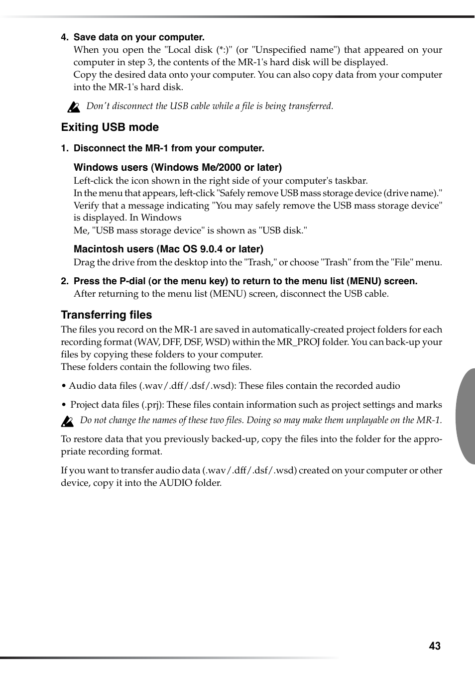 KORG MR-1 User Manual | Page 43 / 56