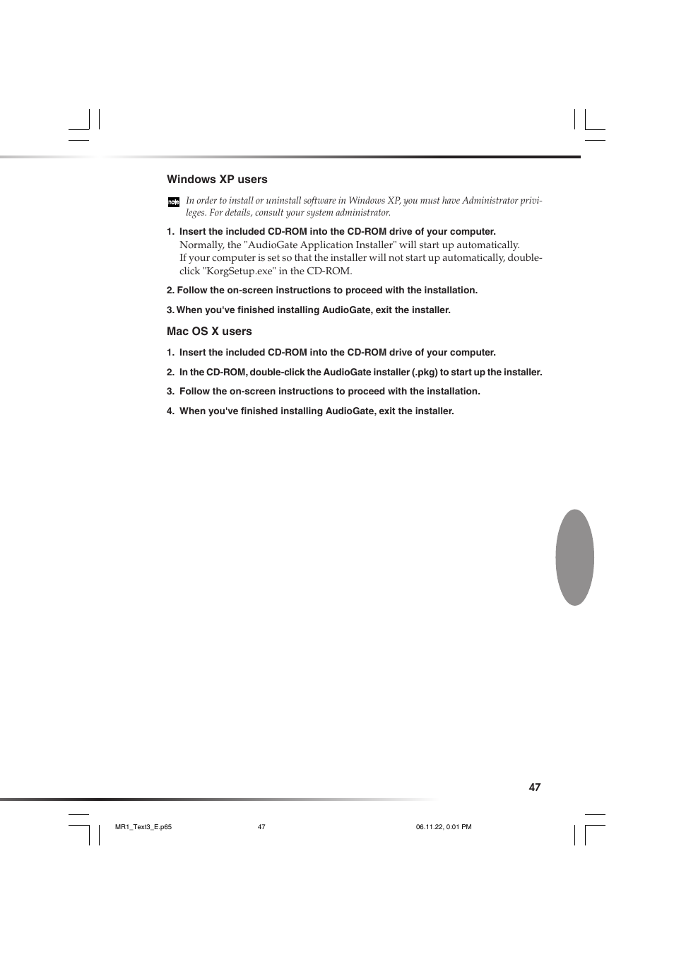 KORG MR-1 User Manual | Page 47 / 56