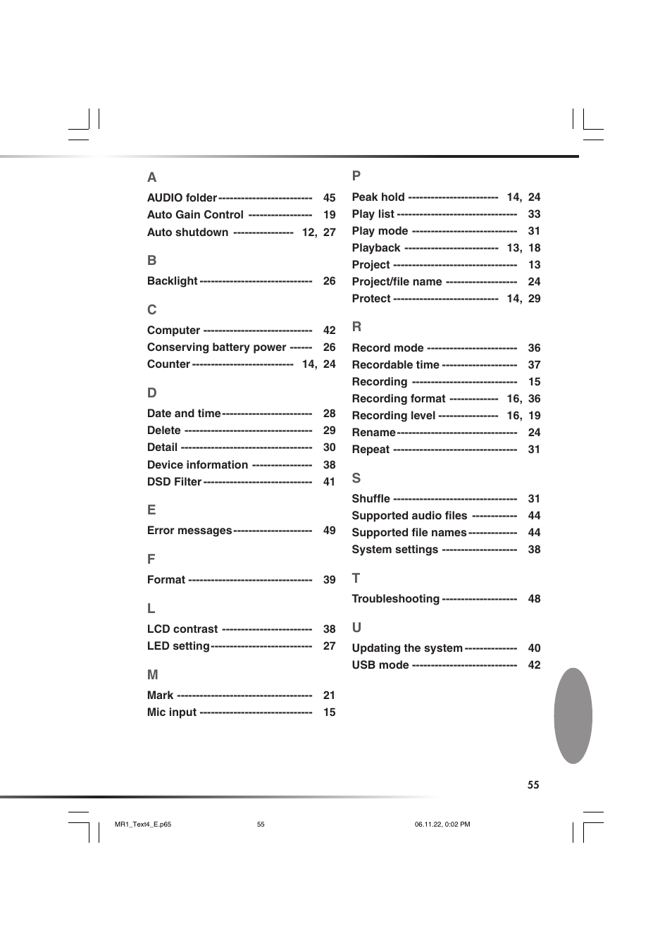 KORG MR-1 User Manual | Page 55 / 56