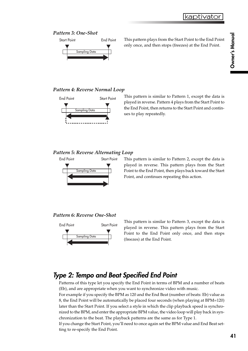 Type 2: tempo and beat specified end point | KORG Kaptivator KTV1 User Manual | Page 43 / 59