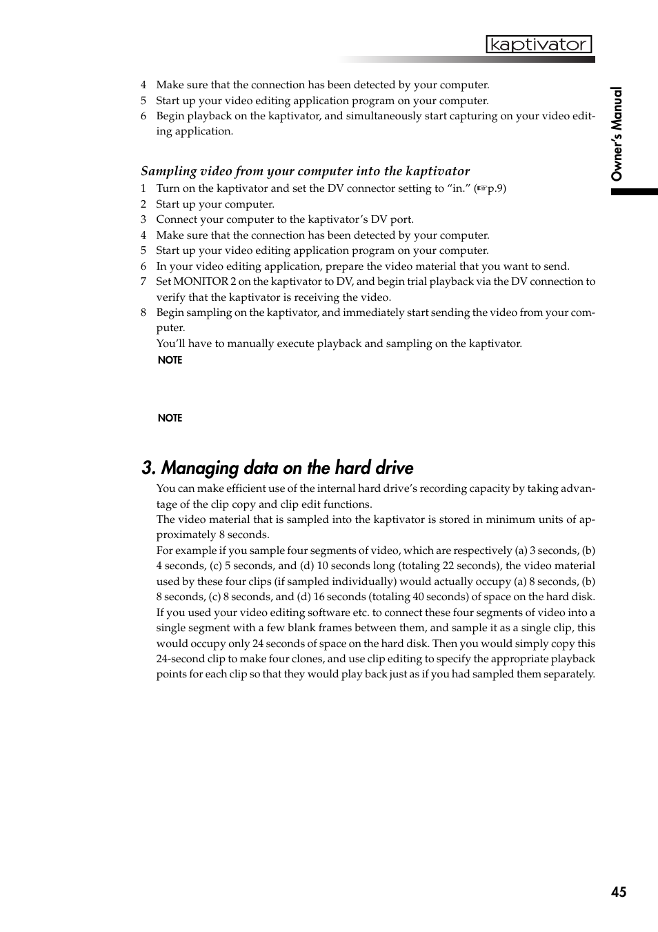 Managing data on the hard drive | KORG Kaptivator KTV1 User Manual | Page 47 / 59