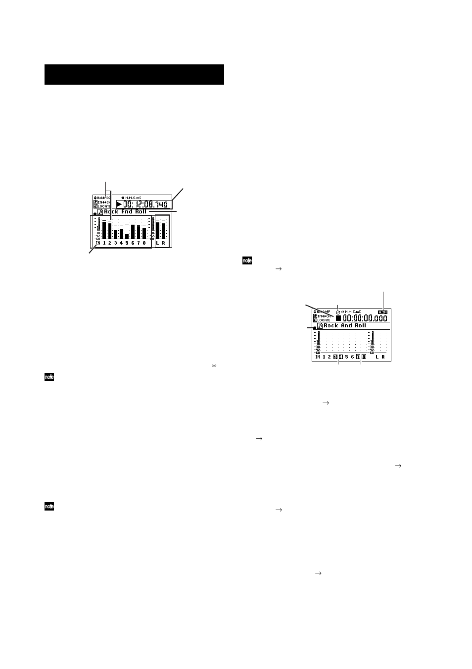 Operation, Level meter screen, Display content and settings | 1. peak hold setting, 2. level meter position, 3. switching the counter display, 4. other indicators | KORG D888 User Manual | Page 20 / 52