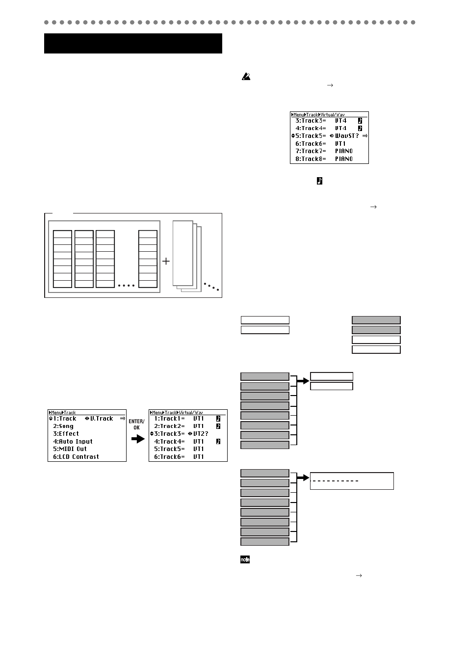 Recording (basic), Virtual tracks, 1. selecting virtual tracks | 2. track display, Types of recording, 1. selecting virtual tracks 1-2. track display, Recording, Basic) | KORG D888 User Manual | Page 26 / 52