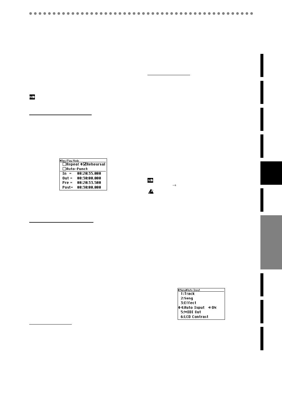 Recording-related functions, 1. rehearsal function, 2. auto input | Turning auto input on/off, 1. rehearsal function 2-2. auto input, After recording, P.31 “2-2. auto input”), P.31), Back when the recorder is in play mode, Operation | KORG D888 User Manual | Page 31 / 52