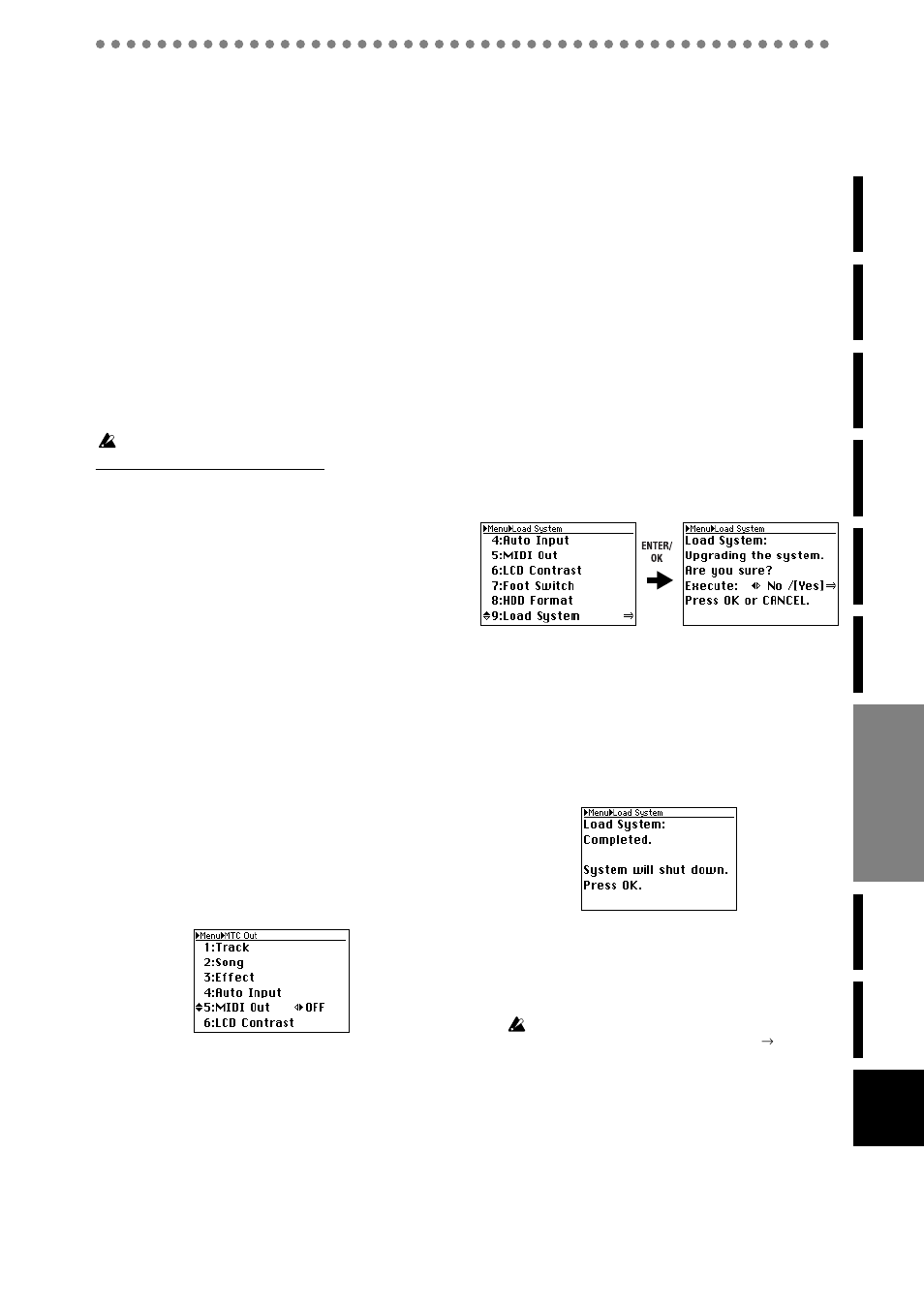 Synchronization via midi, 1. midi connections, 2. midi messages used by the d888 | 3. midi synchronization settings, Upgrading the system, 1. downloading the operating system, 2. updating the system, Operation | KORG D888 User Manual | Page 43 / 52