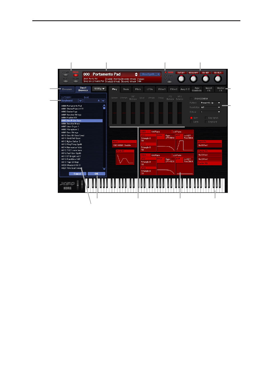 Items in the screen | KORG EasyStart microX User Manual | Page 21 / 33