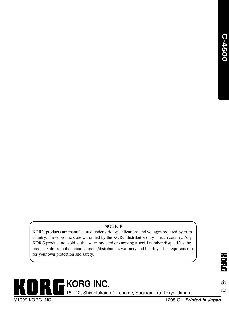 Korg inc | KORG Digital Piano Concert C-4500 User Manual | Page 28 / 28