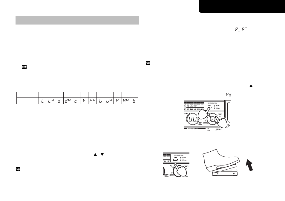 Tuner, Tuning procedure, Adjusting the tuner calibration | Adjusting the pedal sensitivity | KORG TONEWORKS AX5G User Manual | Page 11 / 43