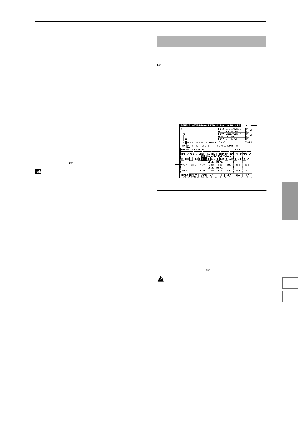 Song play p8: insert effect, 8–1: routing 1–8 (routing t01–08), 8–2: routing 9–16 (routing t09–16) | 8–1: routing 1–8, Specify the bus and the master effect send, 8–2: routing 9–16 | KORG Triton Studio User Manual | Page 142 / 322