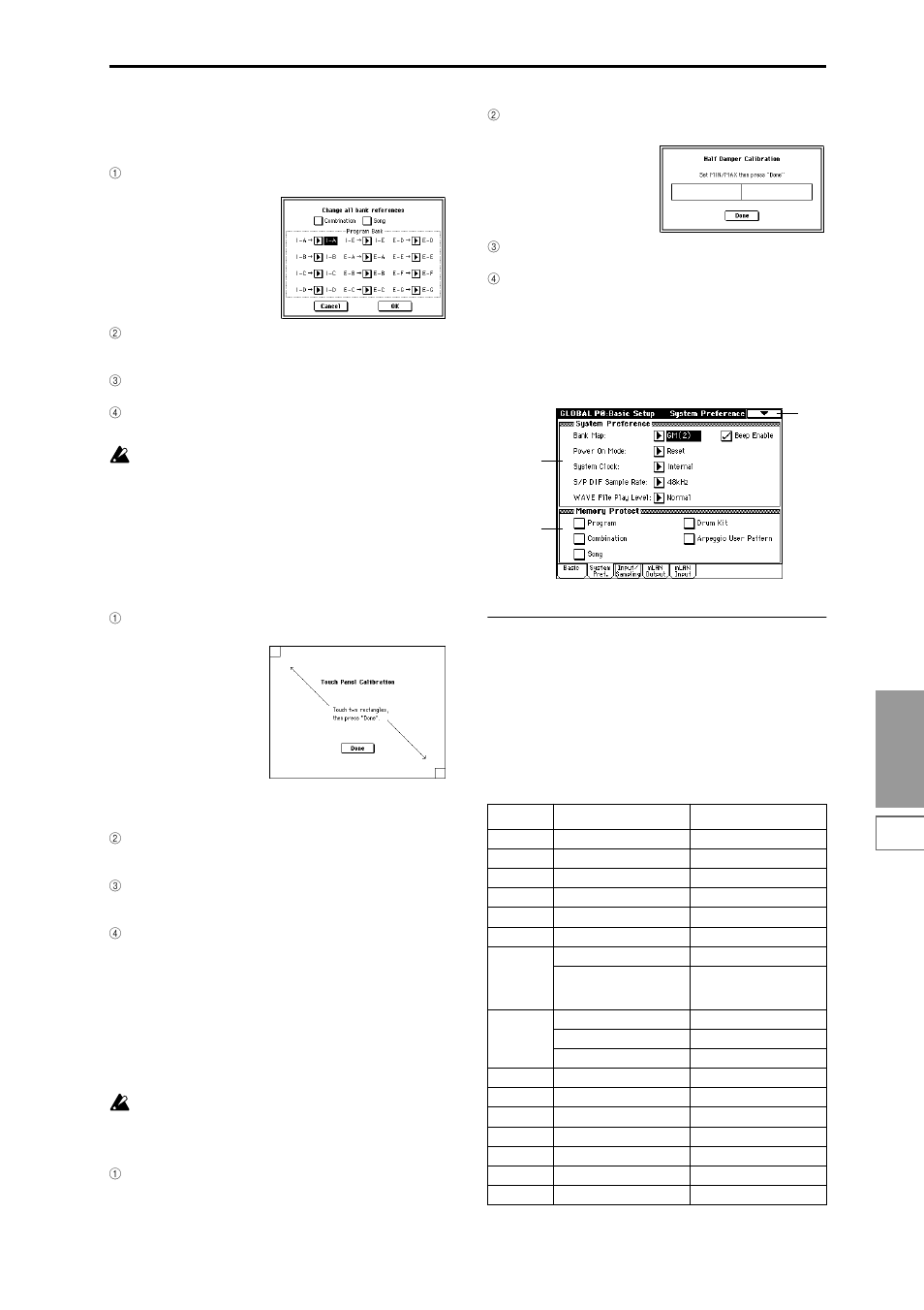 0–2: system preference, System preference, Bank map, system lock, and memory | KORG Triton Studio User Manual | Page 148 / 322