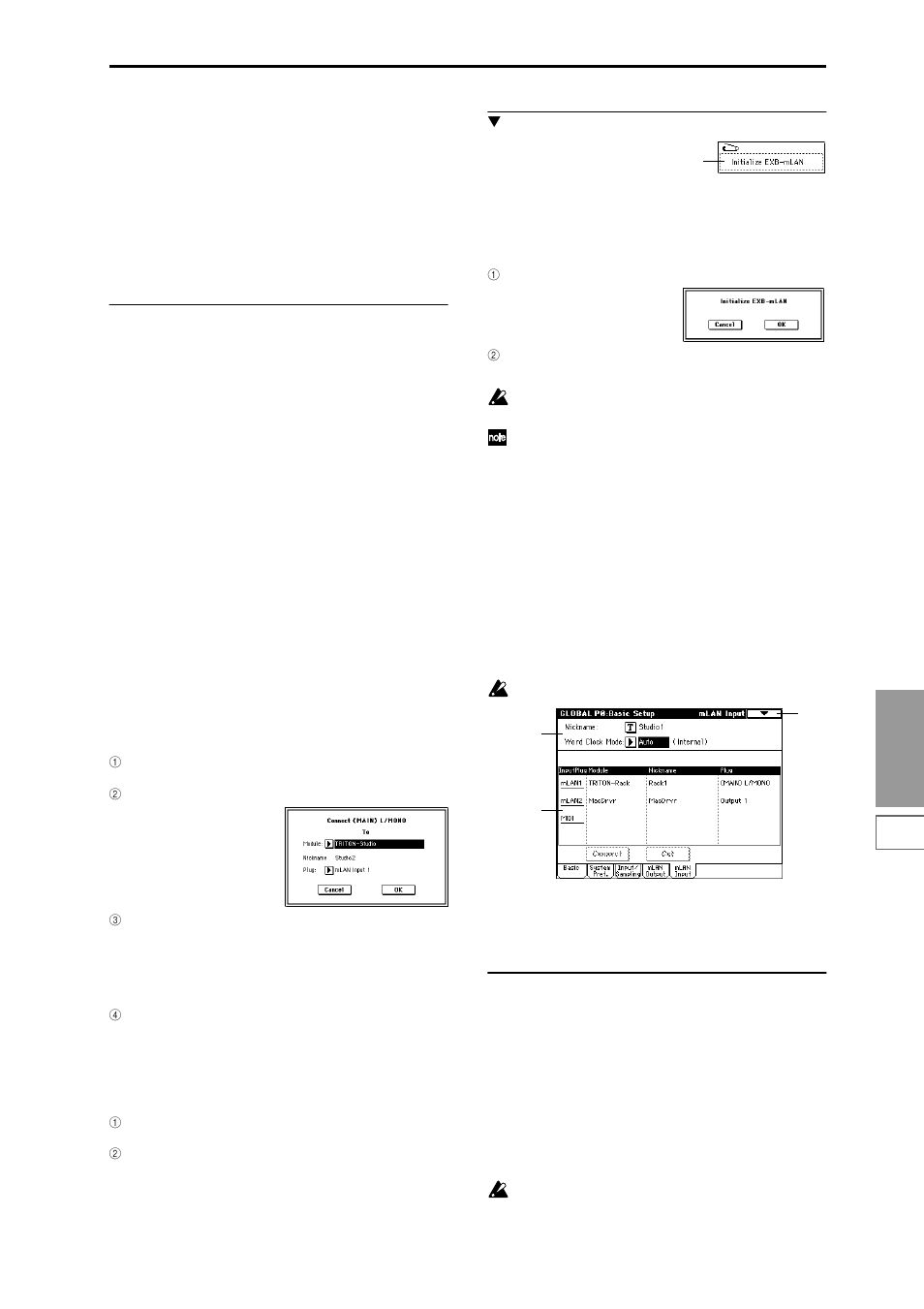 0–5: mlan input, Audio and midi input settings from an | KORG Triton Studio User Manual | Page 152 / 322