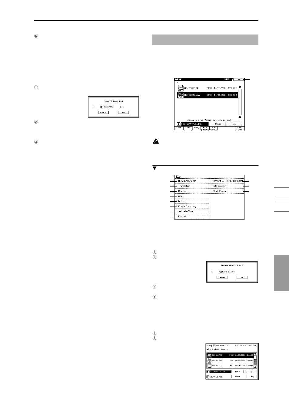 0–3: utility, Rename, copy, delete, or format the | KORG Triton Studio User Manual | Page 180 / 322