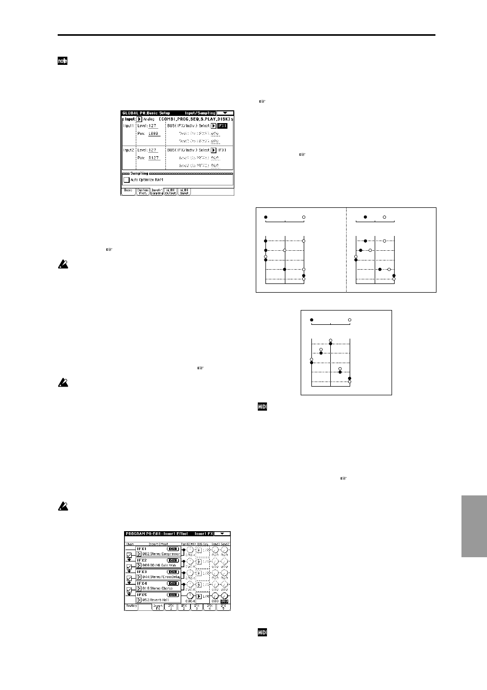 Mixer, 181 ef fect, 3–1. pan (cc#8) | 3–2. bus sel. (bus select), 3–3. send1, send2 | KORG Triton Studio User Manual | Page 192 / 322