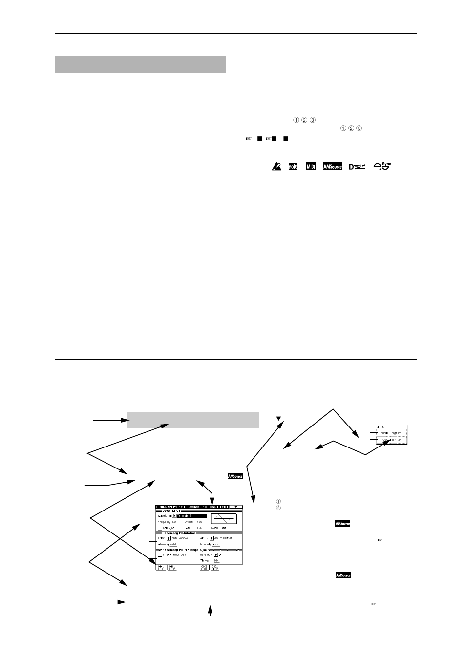 About this manual, Conventions in this manual, How to read the “parameter guide | Program p5: edit-common lfo, 5–1: osc1 lfo1, 5–2: osc1 lfo2, 5–3: osc2 lfo1 | KORG Triton Studio User Manual | Page 2 / 322
