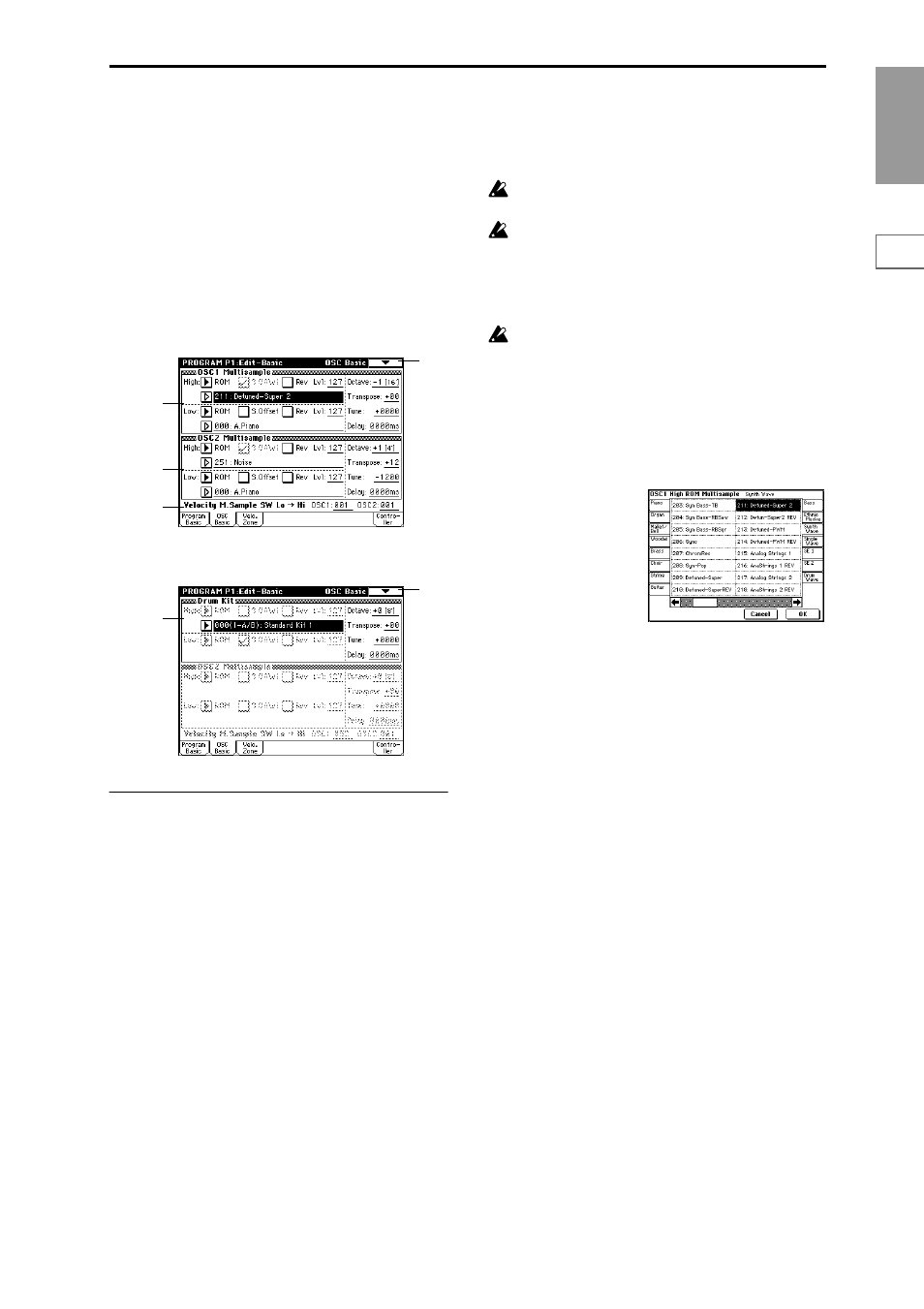 1–2: osc basic, Specify the multisample for oscillators 1 | KORG Triton Studio User Manual | Page 20 / 322