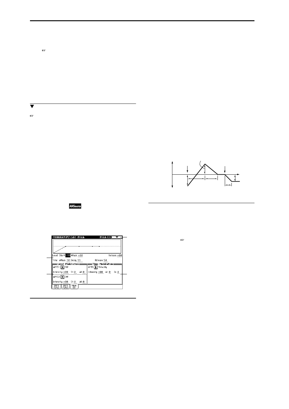 2–2: osc2 p.mod (osc2 pitch mod.), 2–3: pitch eg, 2–2: osc2 p.mod | Specify oscillator 2 pitch modulation via, Pitch eg settings | KORG Triton Studio User Manual | Page 25 / 322