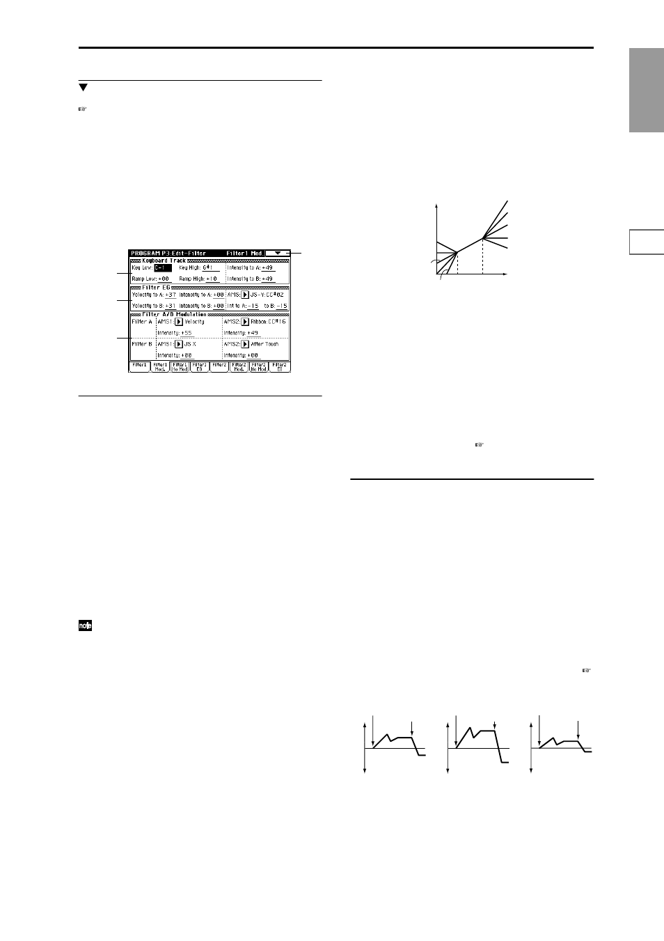 3–2: filter1 mod, Keyboard tracking and controller settings | KORG Triton Studio User Manual | Page 28 / 322