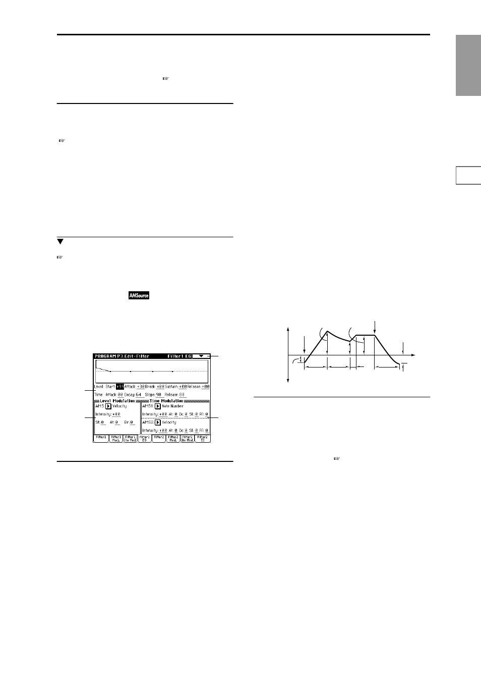 3–4: filter1 eg, Filter 1 eg settings | KORG Triton Studio User Manual | Page 30 / 322