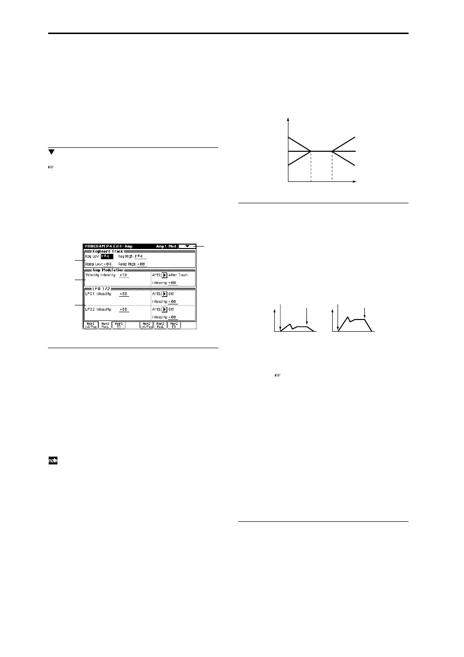 4–2: amp1 mod, Keyboard tracking and controller settings | KORG Triton Studio User Manual | Page 33 / 322