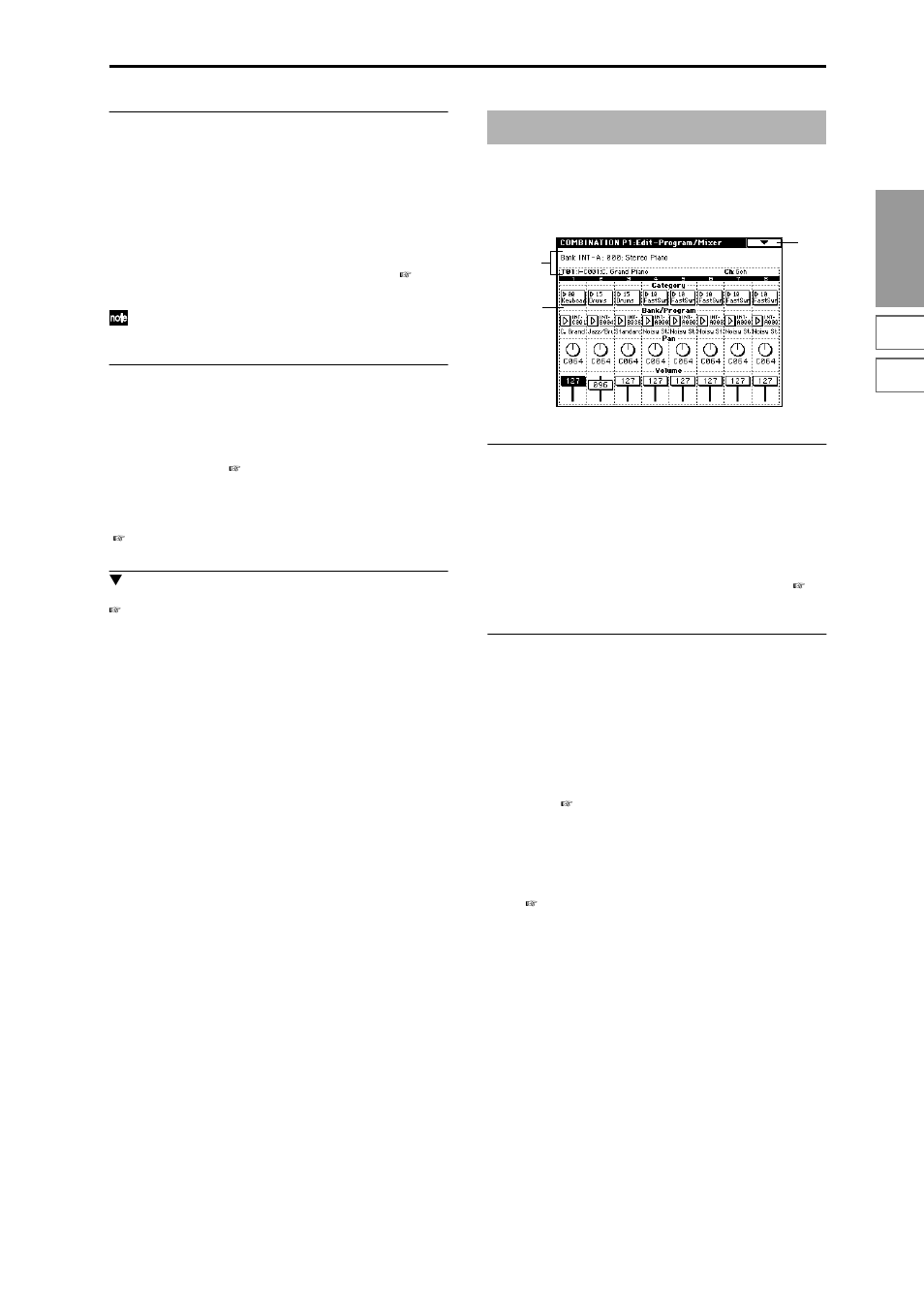 Combination p1: edit–program/mixer, 1–1: program/mixer, Specify program, pan, and level of each | KORG Triton Studio User Manual | Page 48 / 322