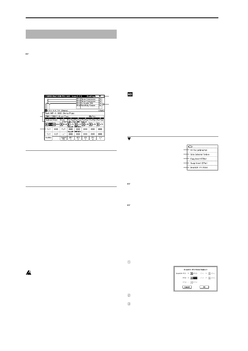 Combination p8: edit–insert fx, 8–1: routing, Specify the output bus and master effect | KORG Triton Studio User Manual | Page 57 / 322