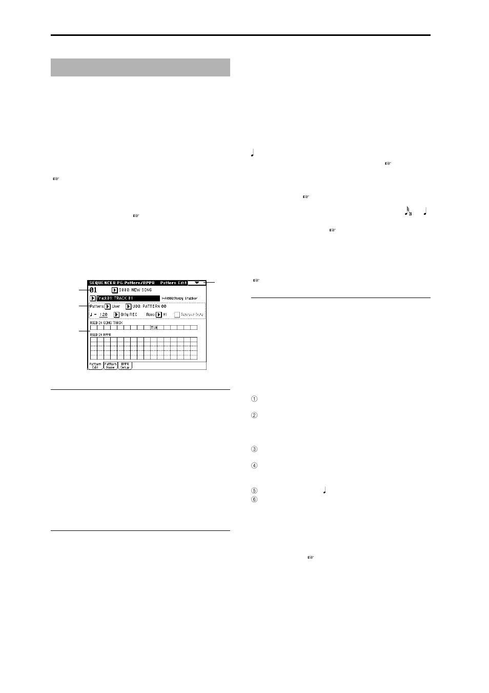 Sequencer p6: pattern/rppr, 6–1: pattern edit, Record a pattern, and perform pattern | KORG Triton Studio User Manual | Page 87 / 322