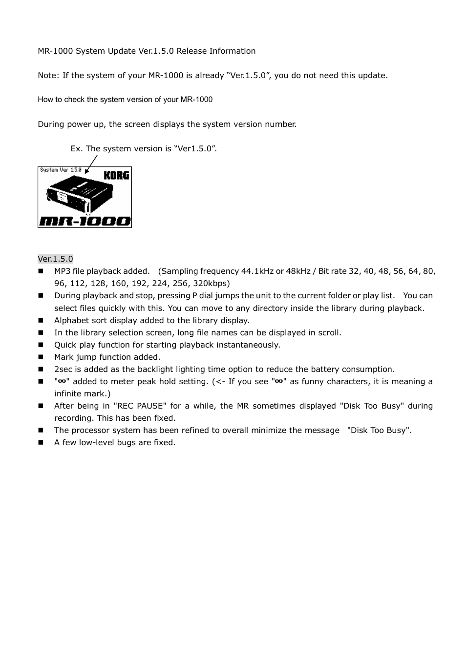 KORG MR-1000 User Manual | 1 page