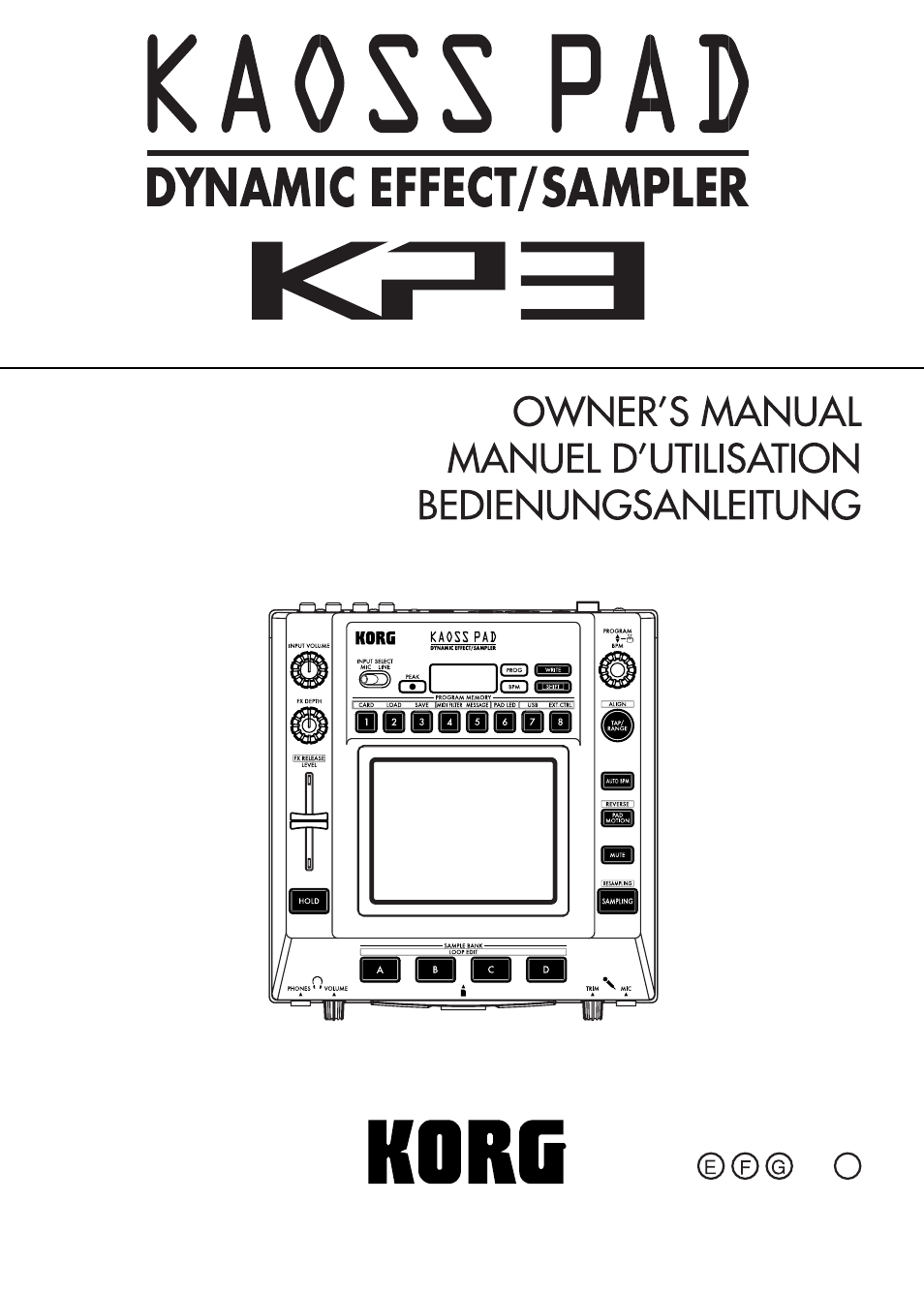 KORG KAOSS PAD KP3 User Manual | 75 pages