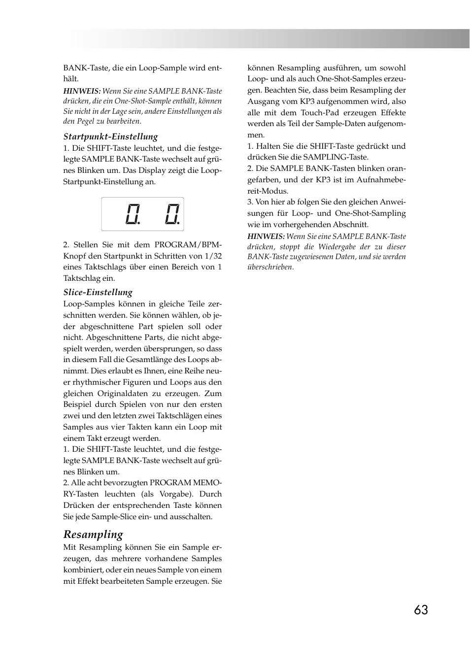 Resampling | KORG KAOSS PAD KP3 User Manual | Page 62 / 75